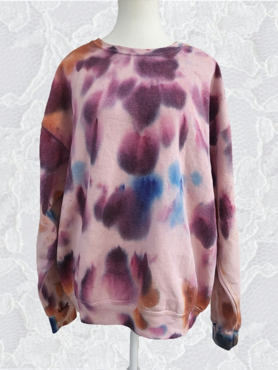 Urban Outfitters Sweaters - Urban Outfitters Pink Tie-Dye Crewneck Sweater with Blue & Orange Accents S/M